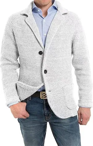 Mens Shawl Collar Cardigan Sweaters Button Down Cable Knit and Pockets Loose Fit Open Front Design