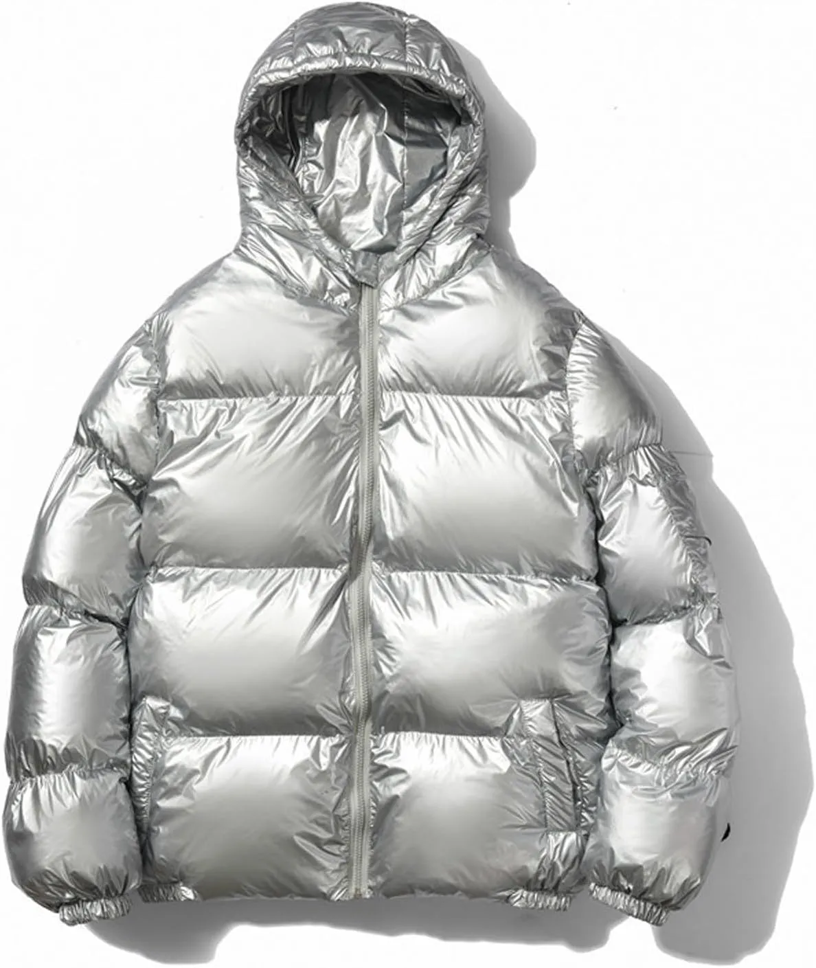 Men's Shiny Hooded Puffer Jackets Coat Thermal Winter Down Coats Waterproof Insulated Padded Puffy Jacket Outerwear