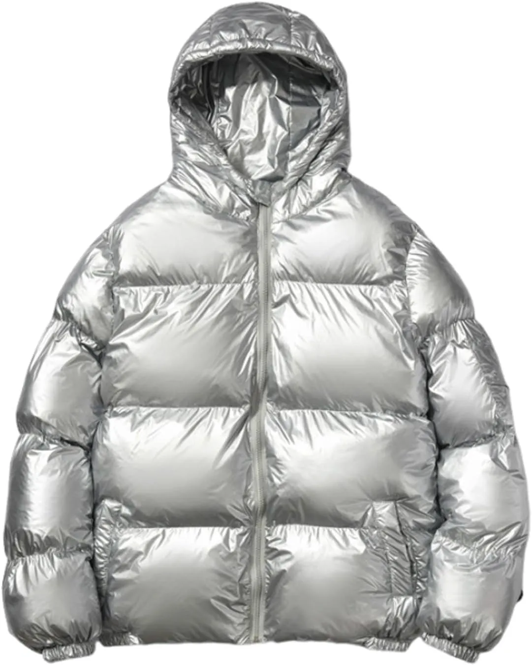 Men's Shiny Hooded Puffer Jackets Coat Thermal Winter Down Coats Waterproof Insulated Padded Puffy Jacket Outerwear