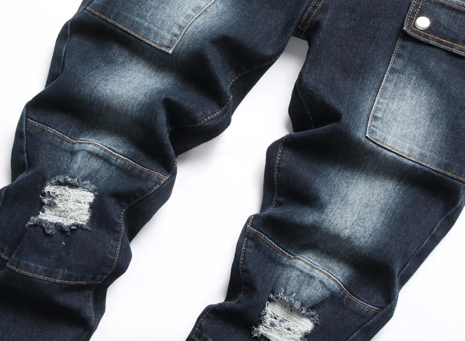 Men's Slim Fit Stretch Jeans Ripped Skinny Jeans for Men, Fashion Straight Leg Comfort Flex Waist Cargo Denim Pants