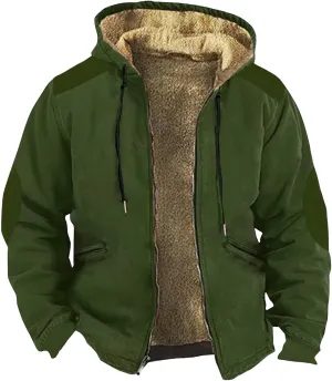 Men's Thick Sherpa Lined Warm Jacket Zipper Fleece Hoodie Sweatshirt Winter Coat Oversized Jackets M-7XL