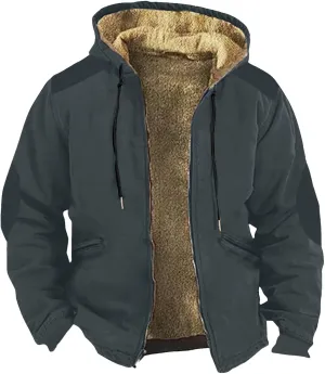 Men's Thick Sherpa Lined Warm Jacket Zipper Fleece Hoodie Sweatshirt Winter Coat Oversized Jackets M-7XL