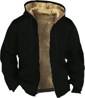 Men's Thick Sherpa Lined Warm Jacket Zipper Fleece Hoodie Sweatshirt Winter Coat Oversized Jackets M-7XL