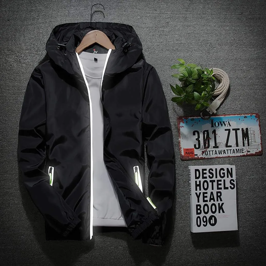Men's Trucker Jacket Rain Jacket Windbreaker Lightweight Shell Raincoat With Hood For Golf Hiking Travel, M-7XL