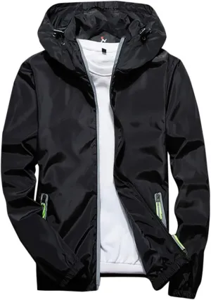 Men's Trucker Jacket Rain Jacket Windbreaker Lightweight Shell Raincoat With Hood For Golf Hiking Travel, M-7XL