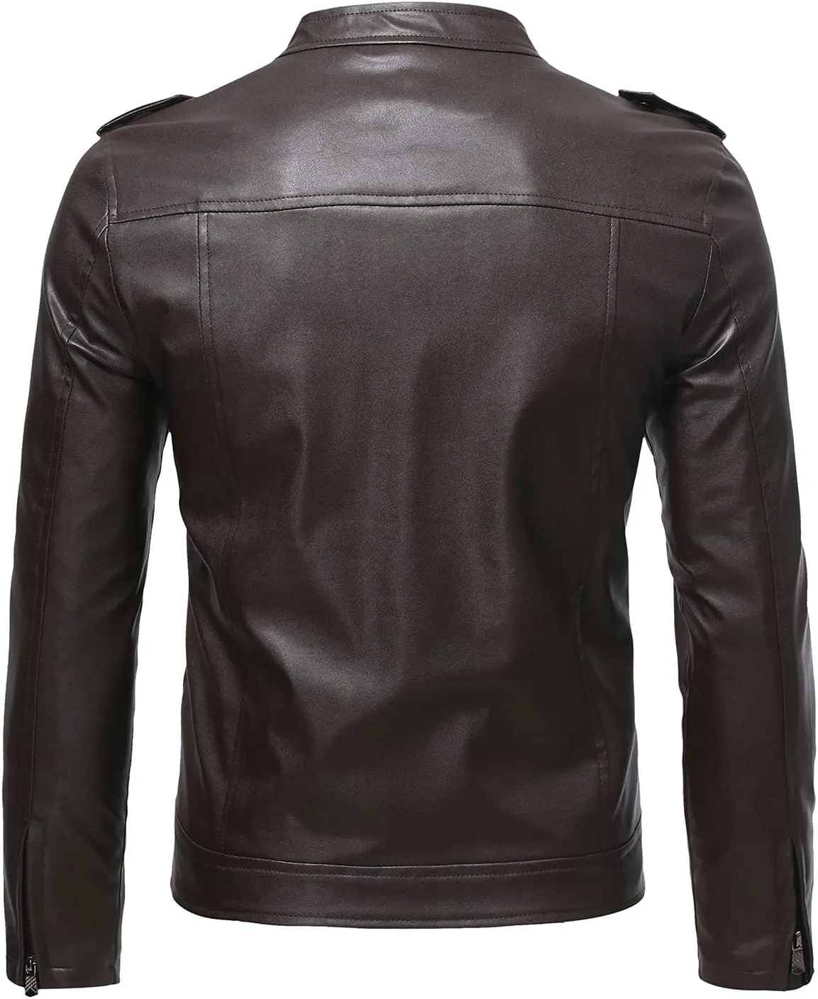 Men's Vintage Stand Collar Motorcycle Biker Jacket Casual Zip Up Moto Crop Slim Fit Winter PU Leather Jackets Coat