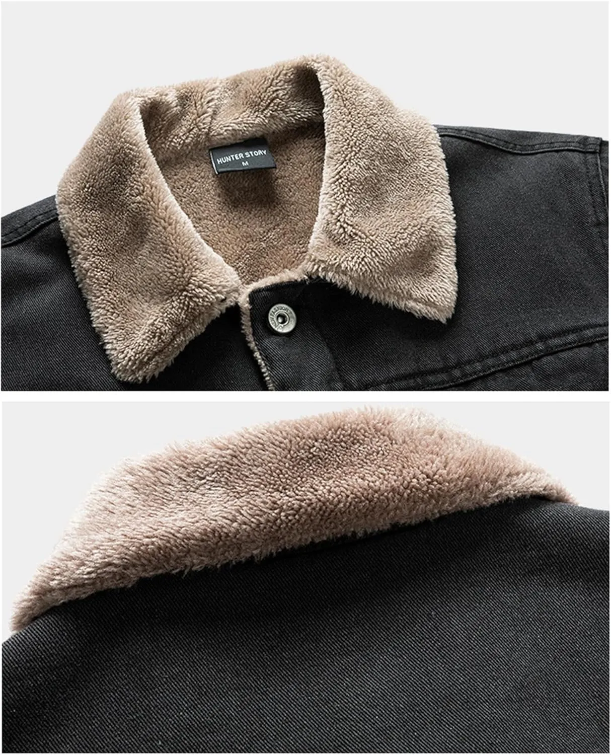 Mens Warm Winter Coats Fleece Lined Denim Trucker Jackets Sherpa Lined Corduroy Jackets for Thermal Warmth