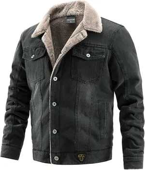 Mens Warm Winter Coats Fleece Lined Denim Trucker Jackets Sherpa Lined Corduroy Jackets for Thermal Warmth