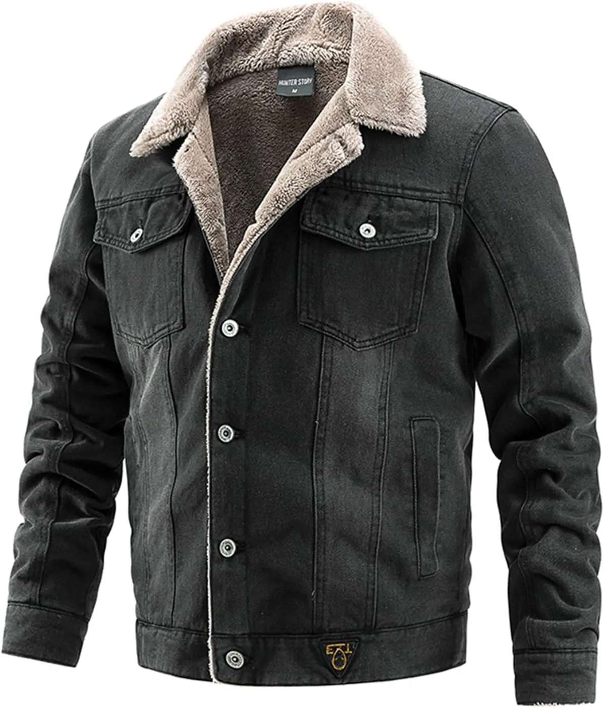 Mens Warm Winter Coats Fleece Lined Denim Trucker Jackets Sherpa Lined Corduroy Jackets for Thermal Warmth