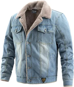 Mens Warm Winter Coats Fleece Lined Denim Trucker Jackets Sherpa Lined Corduroy Jackets for Thermal Warmth