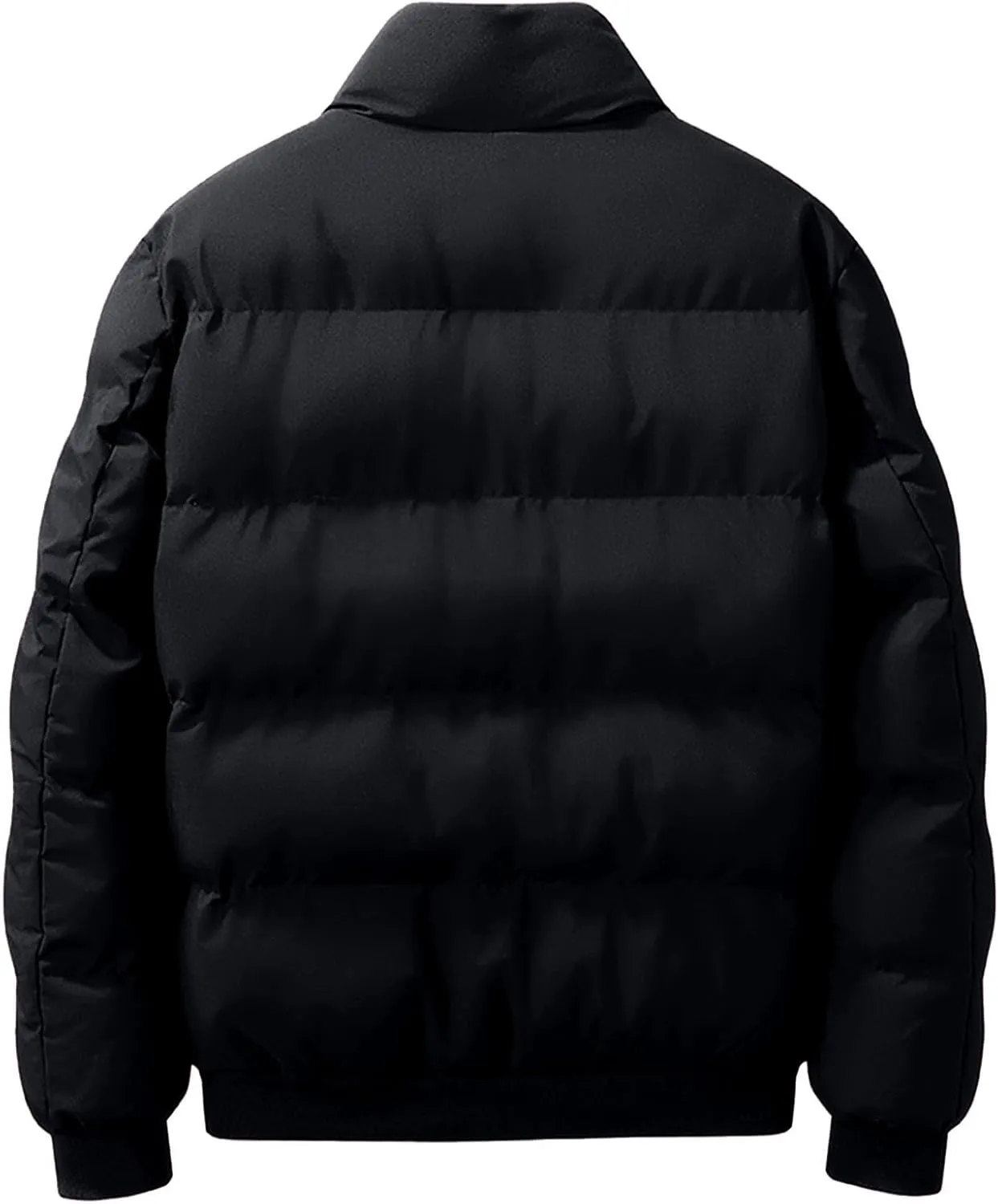 Men's Winter Coat Puffer Jacket Stretch Stand Collar Thick Fleece Jacket, M-2XL