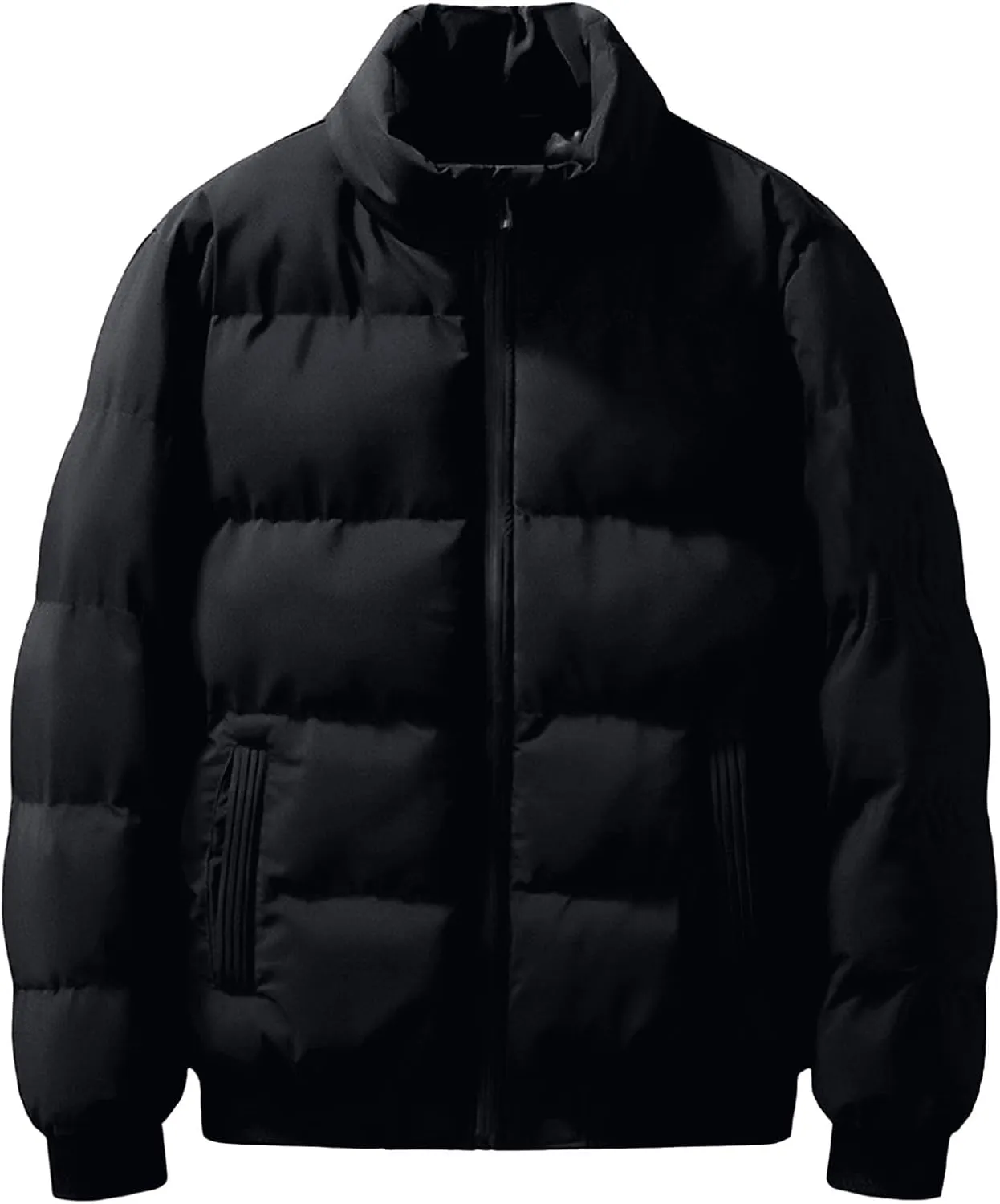 Men's Winter Coat Puffer Jacket Stretch Stand Collar Thick Fleece Jacket, M-2XL
