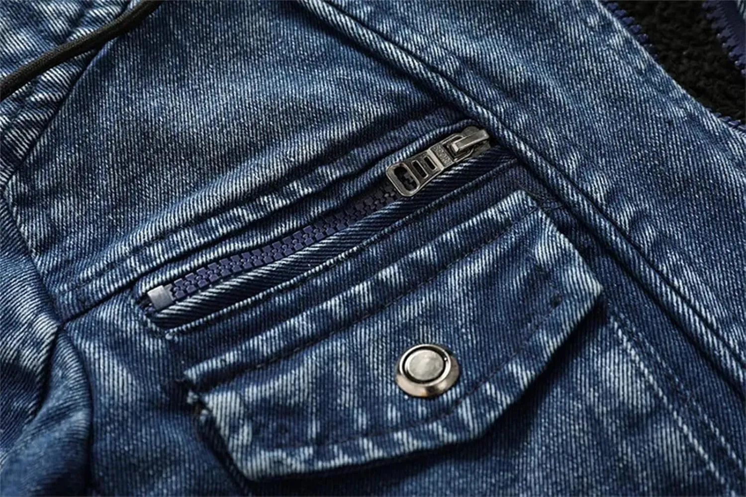 Men's Winter Hoodied Denim Jackets Casual Blue Fleece Jeans Jacket Outwear Cotton Trucker Denim Jackets
