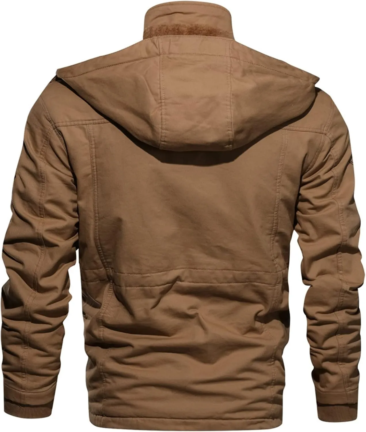 Mens Winter Jacket Cotton Military Jackets Fleece Lined Thick Work Coats Sherpa Cargo Paka Jacket with Removable Hooded