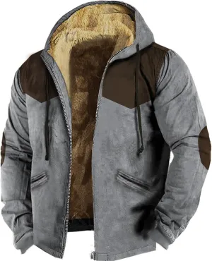 Mens Winter Jacket Sherpa Line Fleece Full Zip Warm Jackets with Hood Plus Size Lightweight Ourdoor Padded Chunky Coats