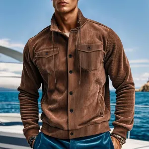 Men's Winter Jacket Thick Thermal Cotton Warm Fleece Lined Coat Trucker Lapel Work Cargo Jackets for Men with Pocket