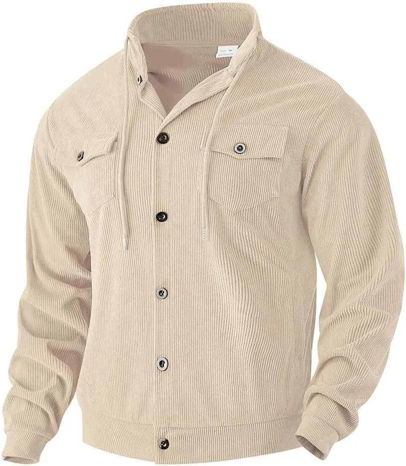 Men's Winter Jacket Thick Thermal Cotton Warm Fleece Lined Coat Trucker Lapel Work Cargo Jackets for Men with Pocket