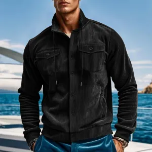 Men's Winter Jacket Thick Thermal Cotton Warm Fleece Lined Coat Trucker Lapel Work Cargo Jackets for Men with Pocket