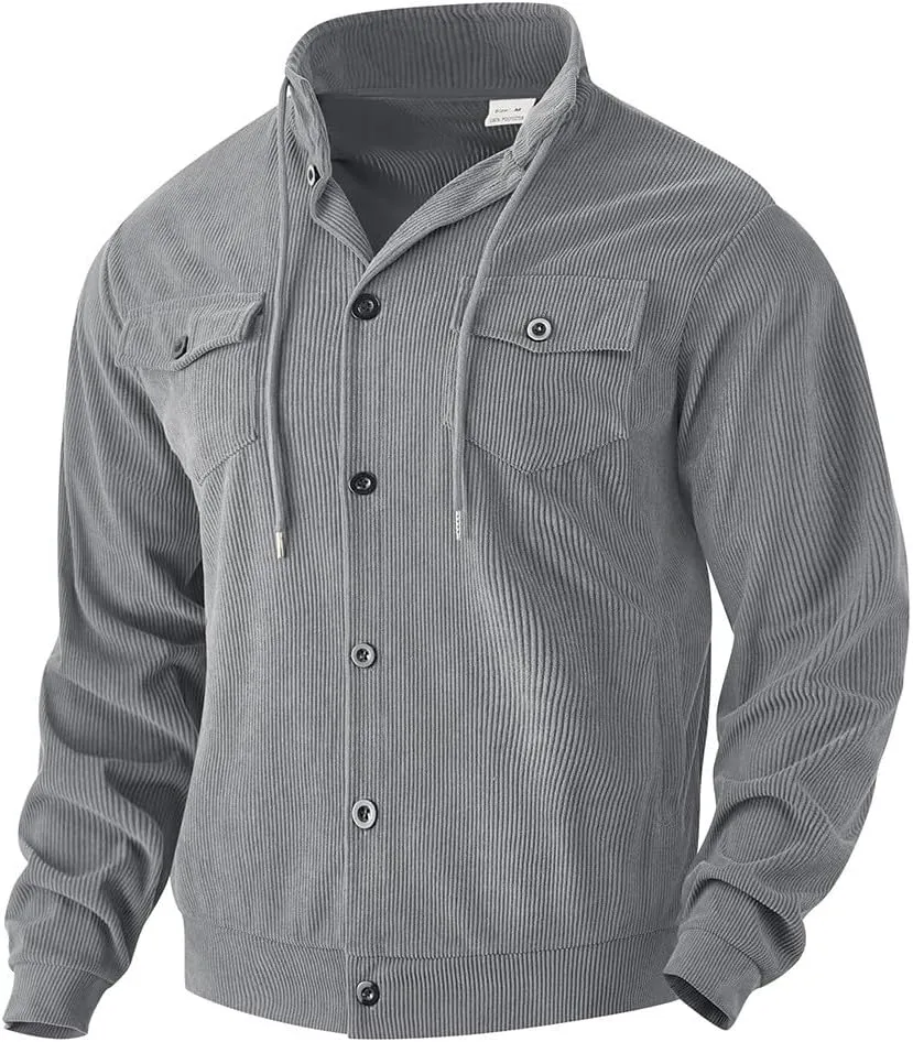 Men's Winter Jacket Thick Thermal Cotton Warm Fleece Lined Coat Trucker Lapel Work Cargo Jackets for Men with Pocket