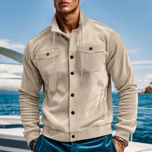 Men's Winter Jacket Thick Thermal Cotton Warm Fleece Lined Coat Trucker Lapel Work Cargo Jackets for Men with Pocket