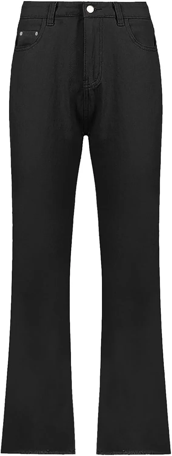 Miyaomn Women's Trendy Wide Leg Jeans Stretchy High Waisted Slim Fit Straight Leg Denim Pants Cotton Work Jeans with Pockets