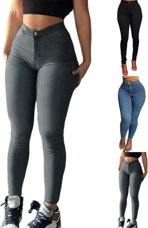 Mom Jeans for Women High Waist Button Skinny Petite Jeans Slim Fit Shaping Butt Lifting Curvy Denim Jeggings Pockets