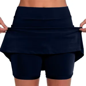 Navy Tennis Skirts for Women Running Shorts Built in Spandex Women Spandex Shorts Women Gym