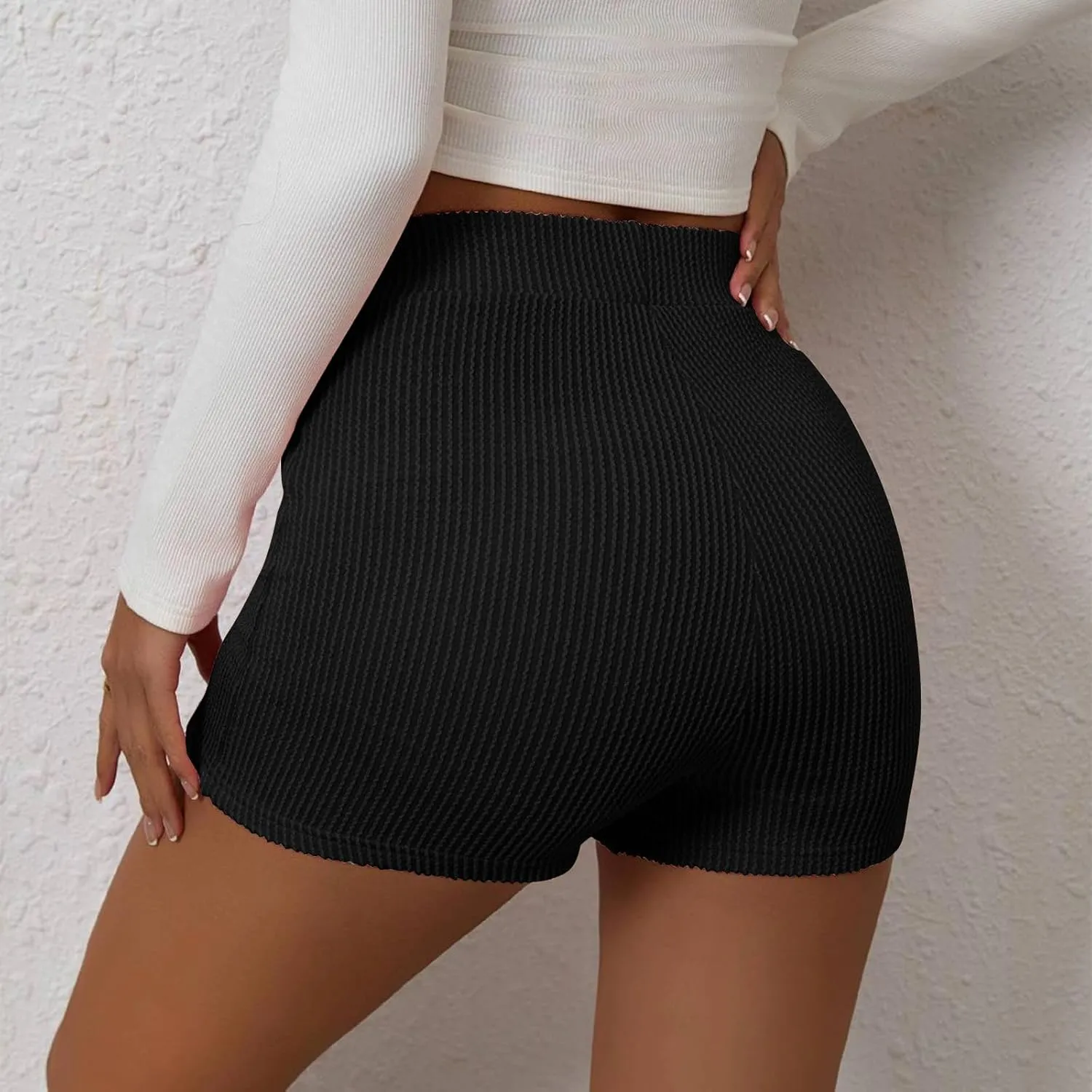 Oplxuo Women's Summer Wrap Skort High Waisted Textured Mini Skirts Pull On Shorts Dressy Bodycon Skirt Inner Shorts