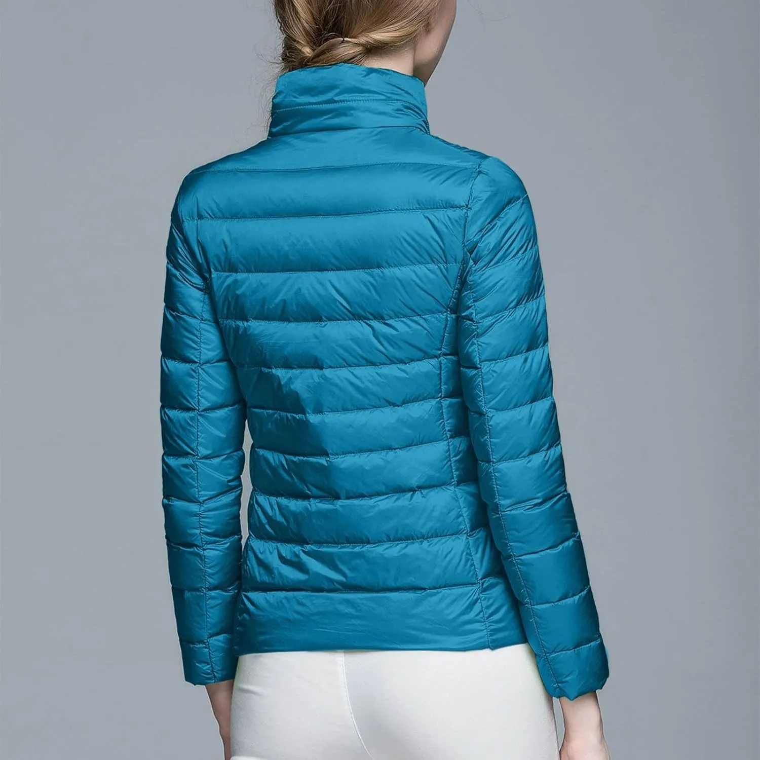 Packable Puffer Jacket for Women Lightweight Short Down Jackets Trendy Slim Fit Bubble Coat Winter Puffer Jackets with Hood