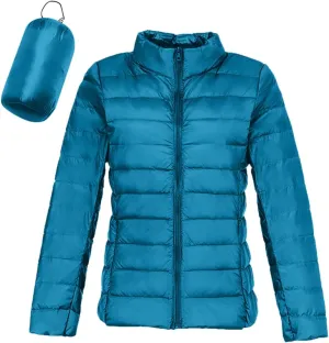 Packable Puffer Jacket for Women Lightweight Short Down Jackets Trendy Slim Fit Bubble Coat Winter Puffer Jackets with Hood