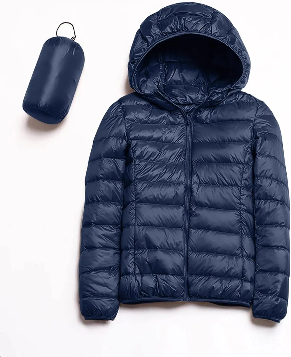 Packable Puffer Jacket Women Lightweight Short Down Jackets Winter Trendy Slim Fit Bubble Coat Light Puffer Jackets with Hood