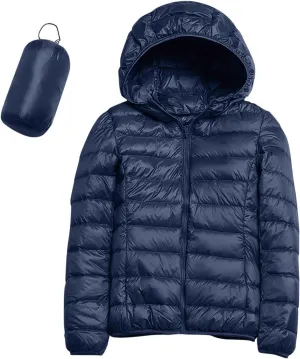 Packable Puffer Jacket Women Lightweight Short Down Jackets Winter Trendy Slim Fit Bubble Coat Light Puffer Jackets with Hood