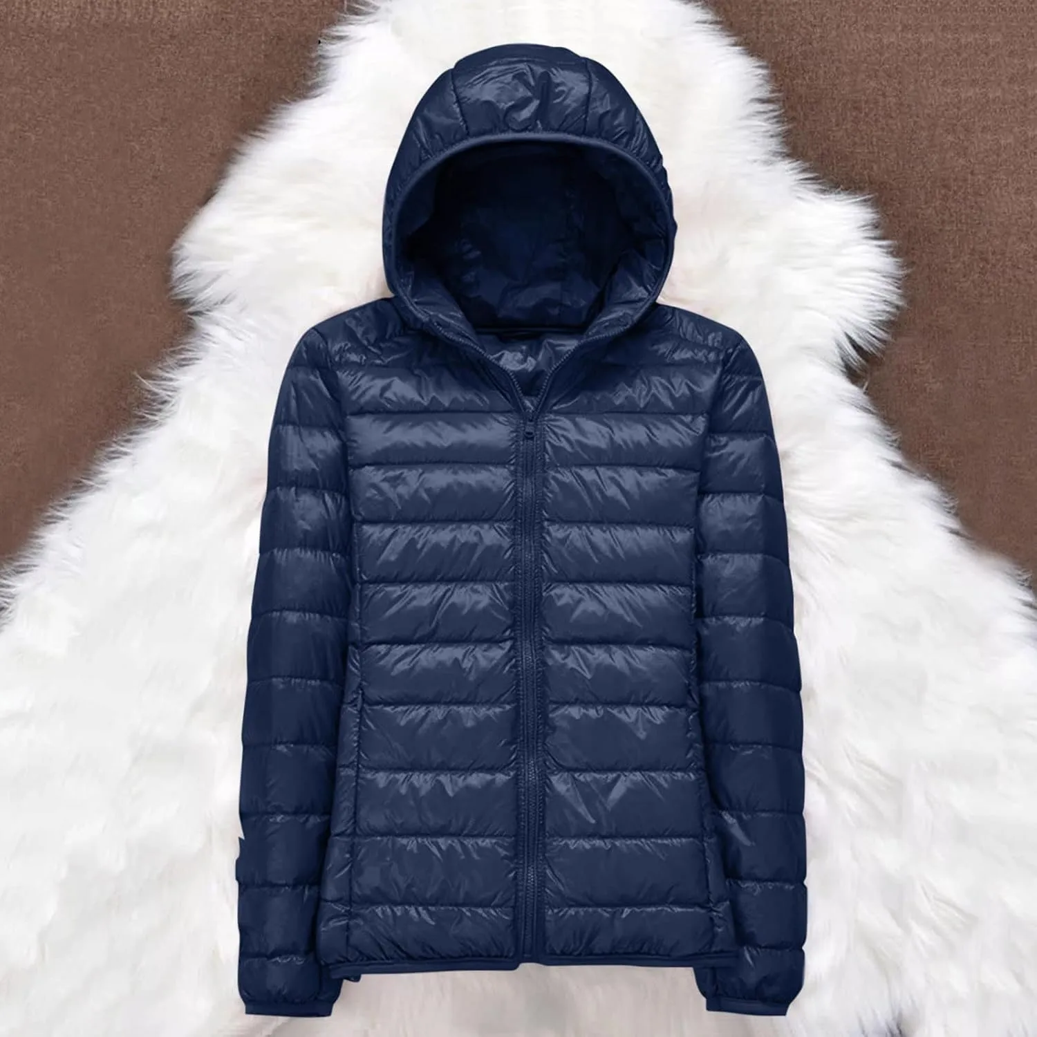 Packable Puffer Jacket Women Lightweight Short Down Jackets Winter Trendy Slim Fit Bubble Coat Light Puffer Jackets with Hood