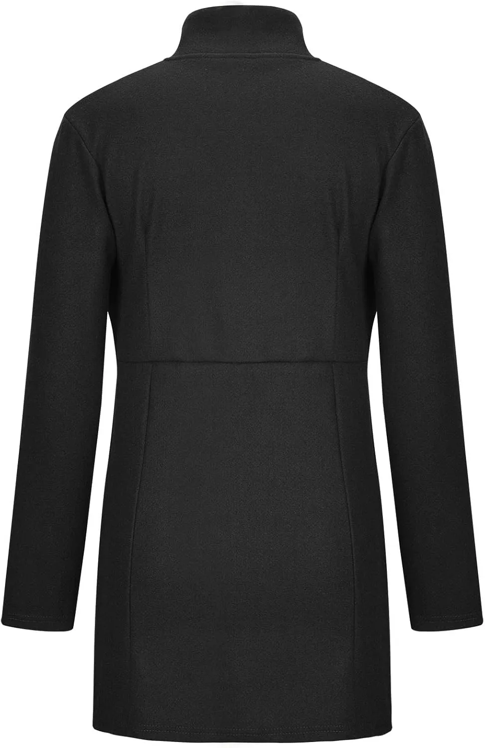Pea Coats for Women Stand Collar Open Front Trench Coat Casual Winter Warm Mid Long Cardigan Overcoat