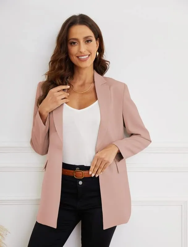 PLOYDIEN Classic Long Blazer Jackets for Women, Elegant Long Sleeve Blazers for Women, Perfect for Business & Casual Wear