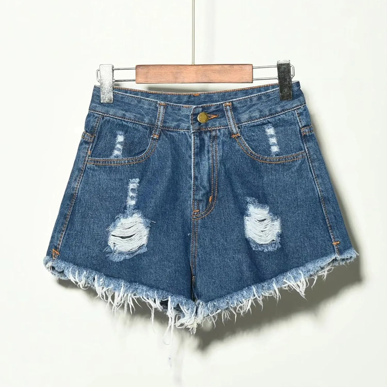 Plus Size Jeans Shorts Women 2025 Summer Trendy High Waisted Stretchy Casual Denim Shorts Ripped Frayed Hem