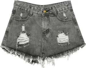 Plus Size Jeans Shorts Women 2025 Summer Trendy High Waisted Stretchy Casual Denim Shorts Ripped Frayed Hem