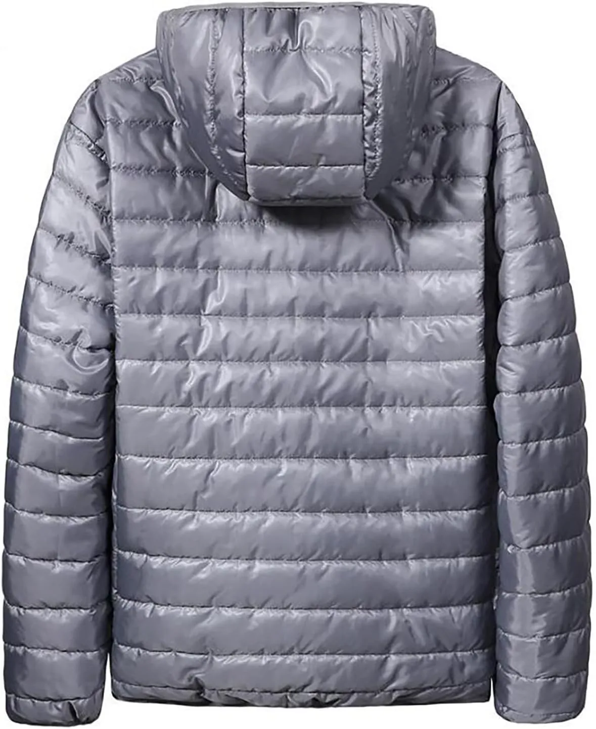 Puffer Jacket for Men Hoodie Warm Down Full Zip Jacket Lightweight Quilted Outwear Windproof Winter Puffer Coat
