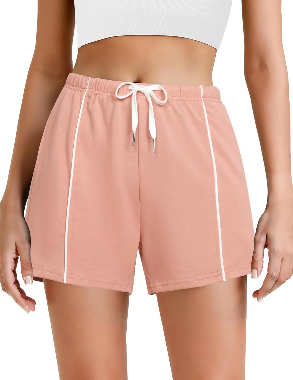 Quenteen Womens Sweat Shorts Cotton Lounge Shorts Casual Comfy Drawstring High Waist Running Shorts with Pockets