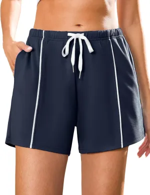 Quenteen Womens Sweat Shorts Cotton Lounge Shorts Casual Comfy Drawstring High Waist Running Shorts with Pockets