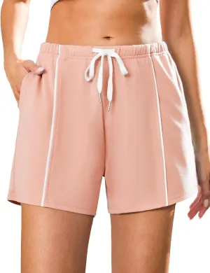 Quenteen Womens Sweat Shorts Cotton Lounge Shorts Casual Comfy Drawstring High Waist Running Shorts with Pockets