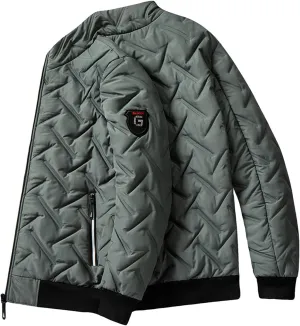 Quilted Lightweight Puffer Jacket for Men Zip up Insulated Stand Collar Winter Warm Coat Windproof down Jacket Outwear