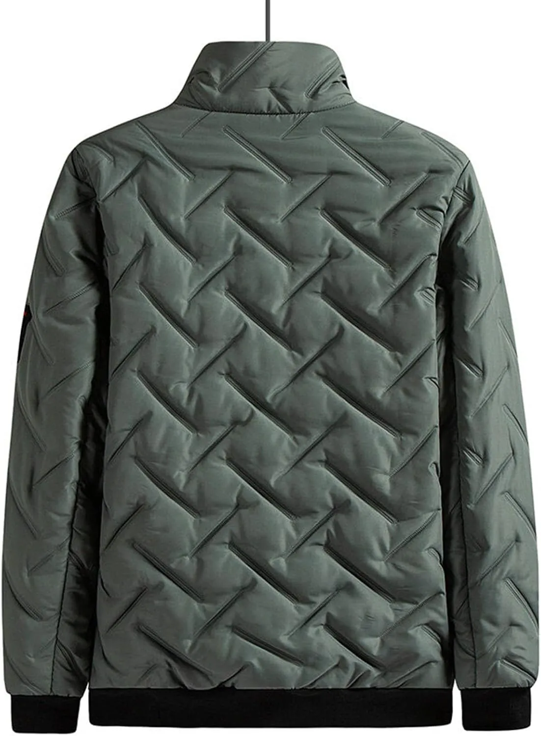 Quilted Lightweight Puffer Jacket for Men Zip up Insulated Stand Collar Winter Warm Coat Windproof down Jacket Outwear