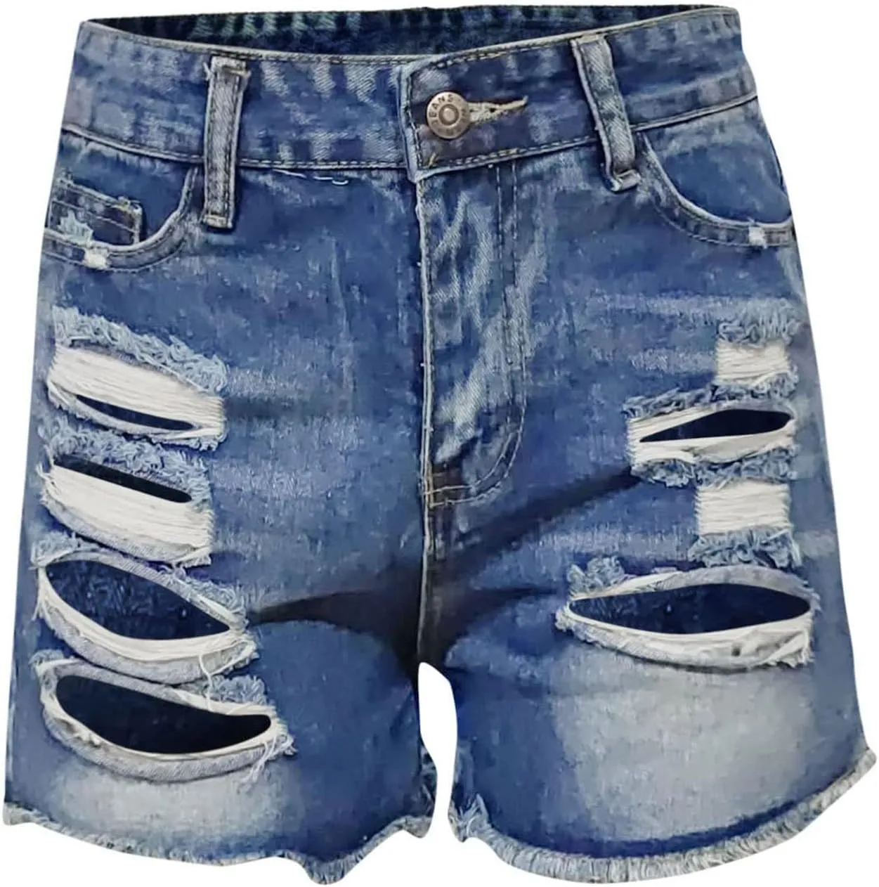 Ripped Jeans Shorts Womens High Waisted Stretchy Frayed Hem Distressed Denim Shorts Summer Hot Shorts with Pockets