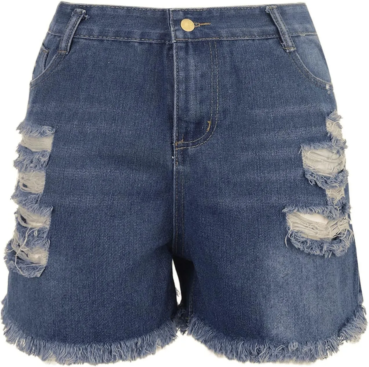 Ripped Jeans Shorts Womens High Waisted Stretchy Frayed Hem Distressed Denim Shorts Summer Hot Shorts with Pockets