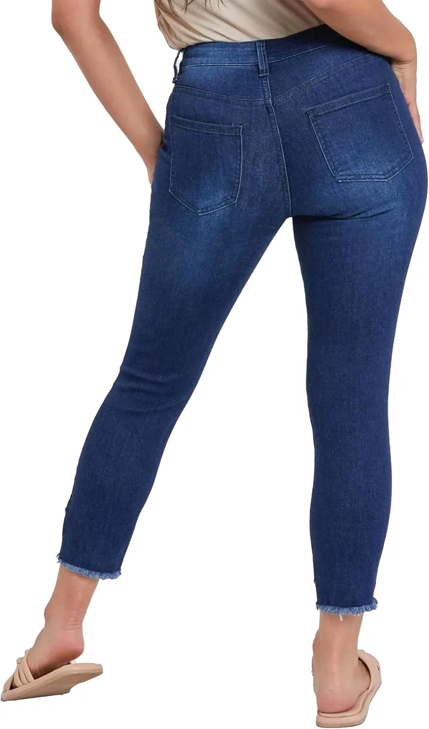 Royalty For Me Womens Women's Petite Skinny High Rise Ankle Jean with Slanted Double Frayed Hem Sustainable