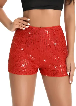 Sequin Shorts for Women High Waist Sparkly Rhinestone Shorts