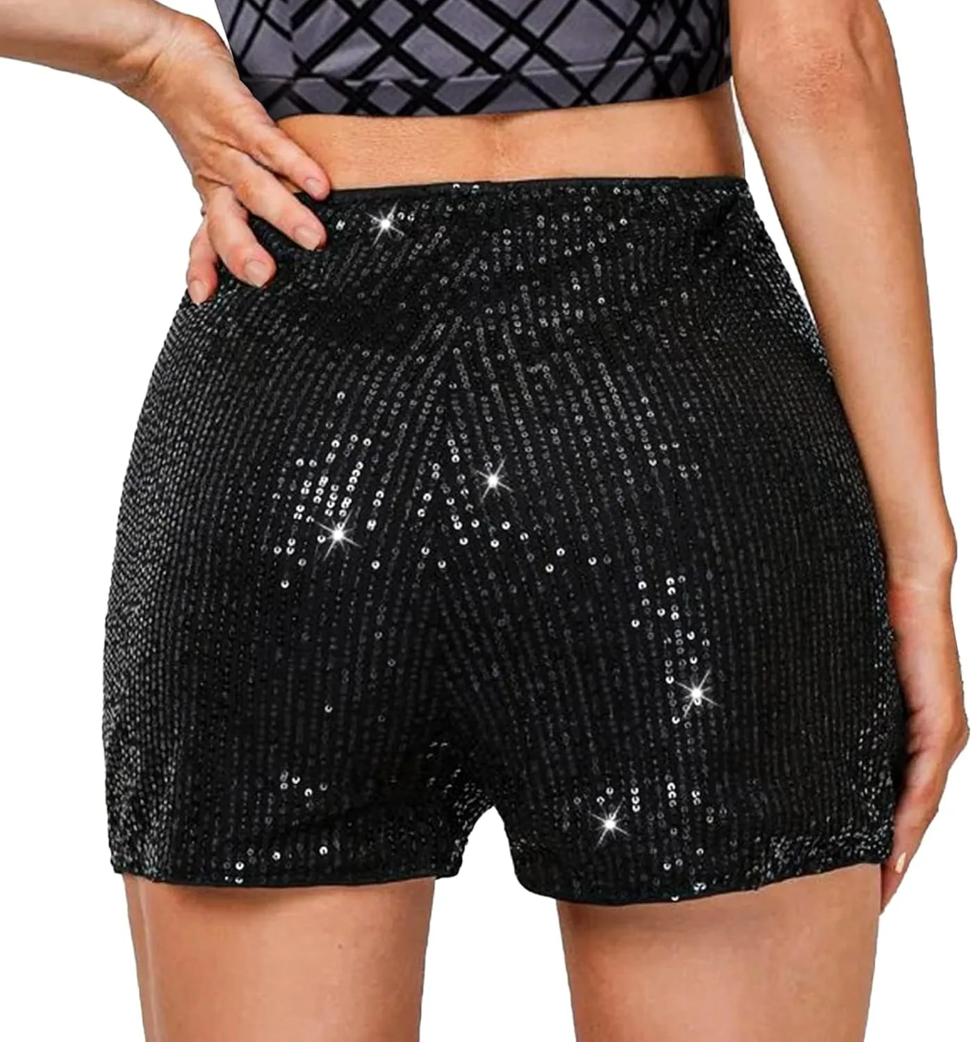 Sequin Shorts for Women High Waist Sparkly Rhinestone Shorts