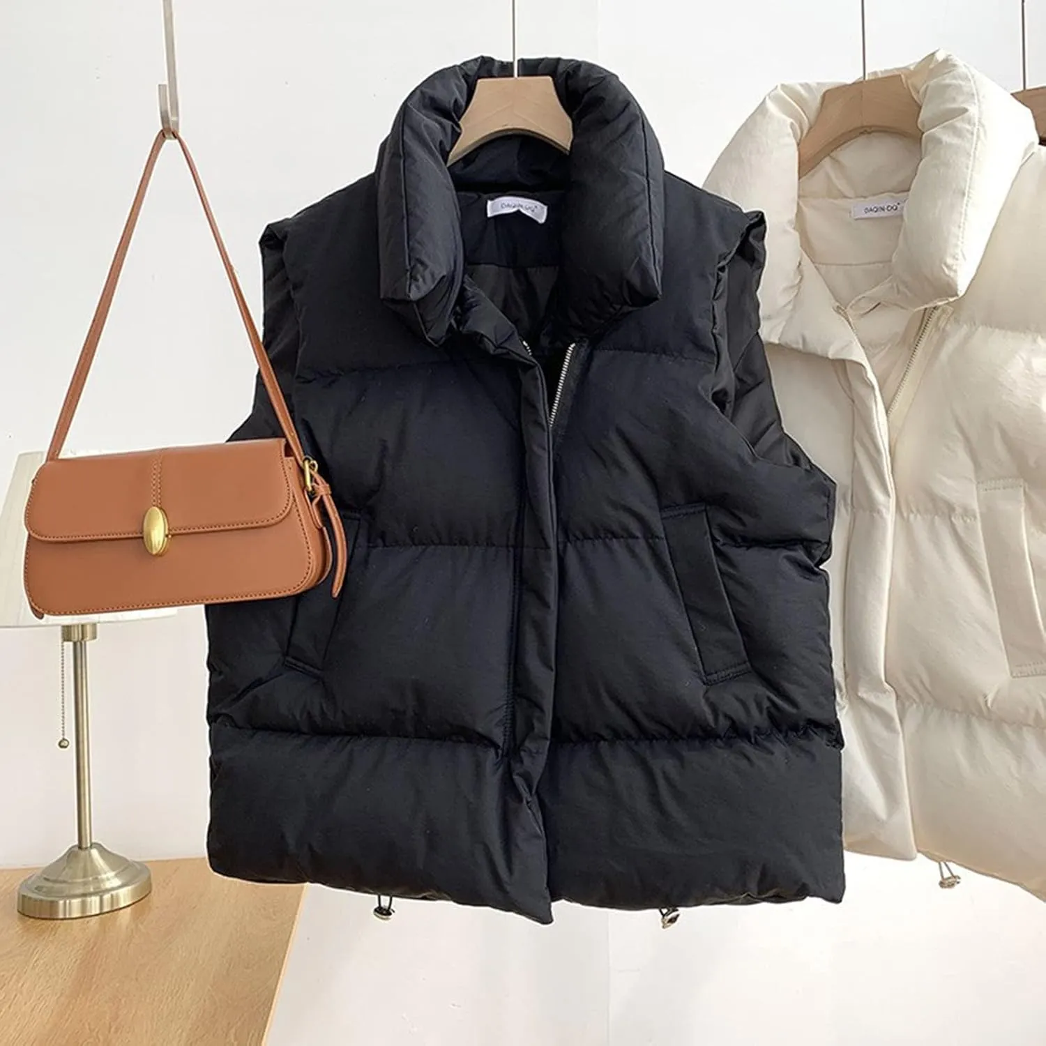 SHAOBGE Jacket and Coat for Women 2022 Autumn Winter Ladies Oversized Solid Puff Padded Vest Popular Coat
