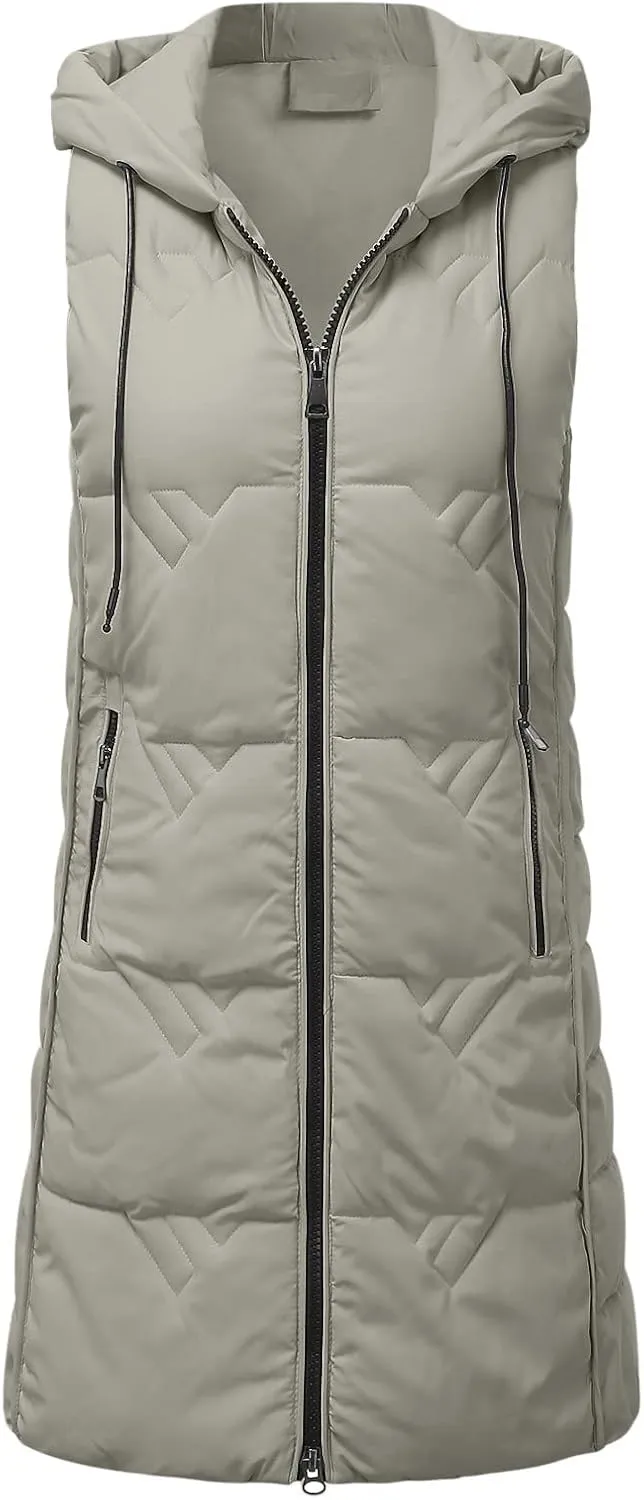 SHAOBGE Maternity Snow Jacket Womens Sleeveless Long Quilted Vest Hooded Button Down Puff Vest Cotton Padded Ladies Down